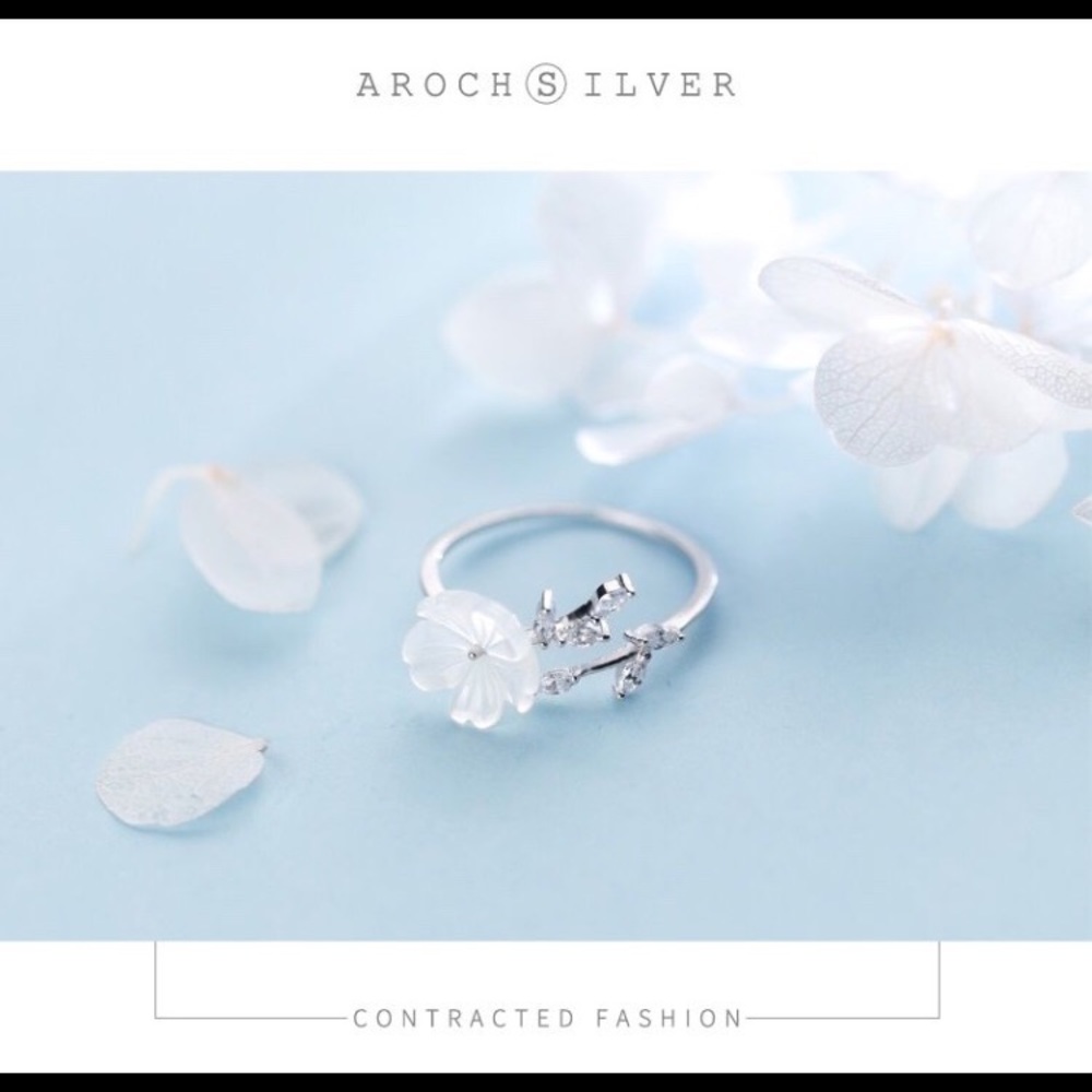 A’ROCH - 925 Sterling Silver Flower Ring- One Size